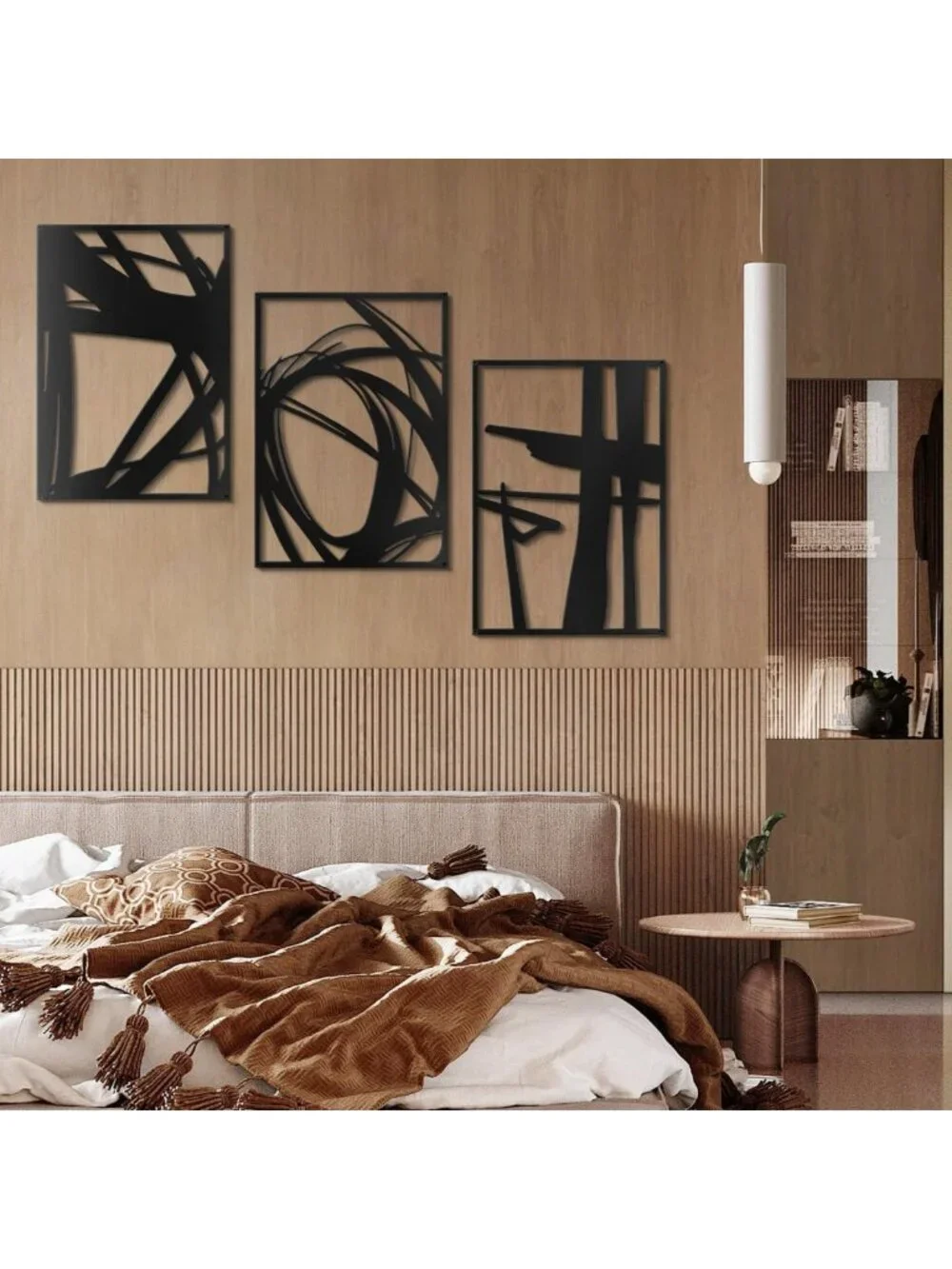 Modern Abstract Metal Wall Art - Minimalist Geometric 3D Sculpture for Home